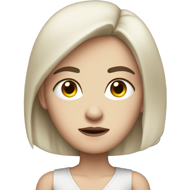 pale skinned, dark haired woman with an annoyed expression on her face, eyes rolled up, arms crossed over her torso emoji