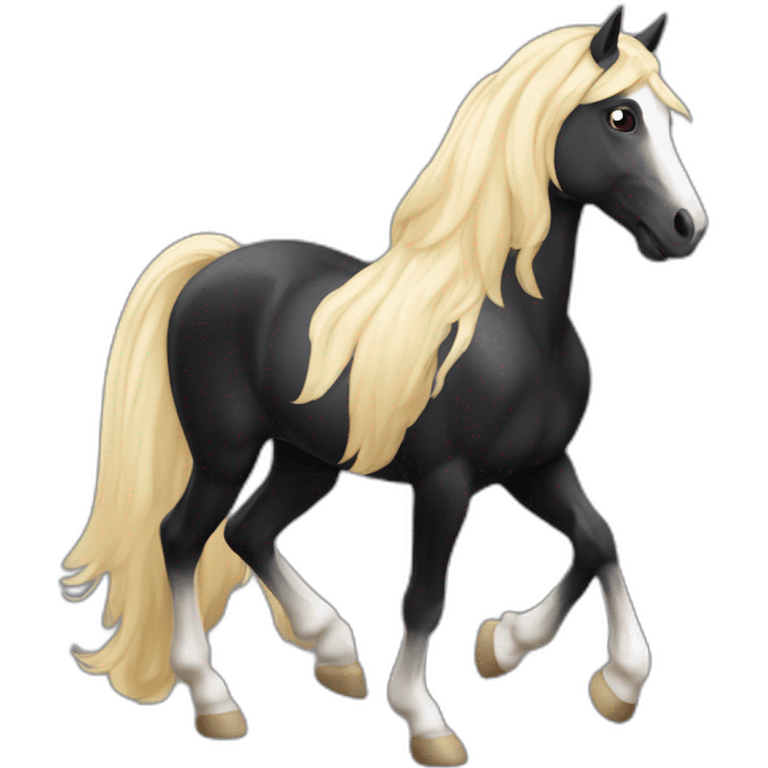 Cheval noir avec cavalières blonde emoji