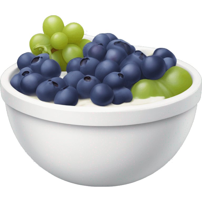 yoghurt bowl with grapes and blueberries emoji