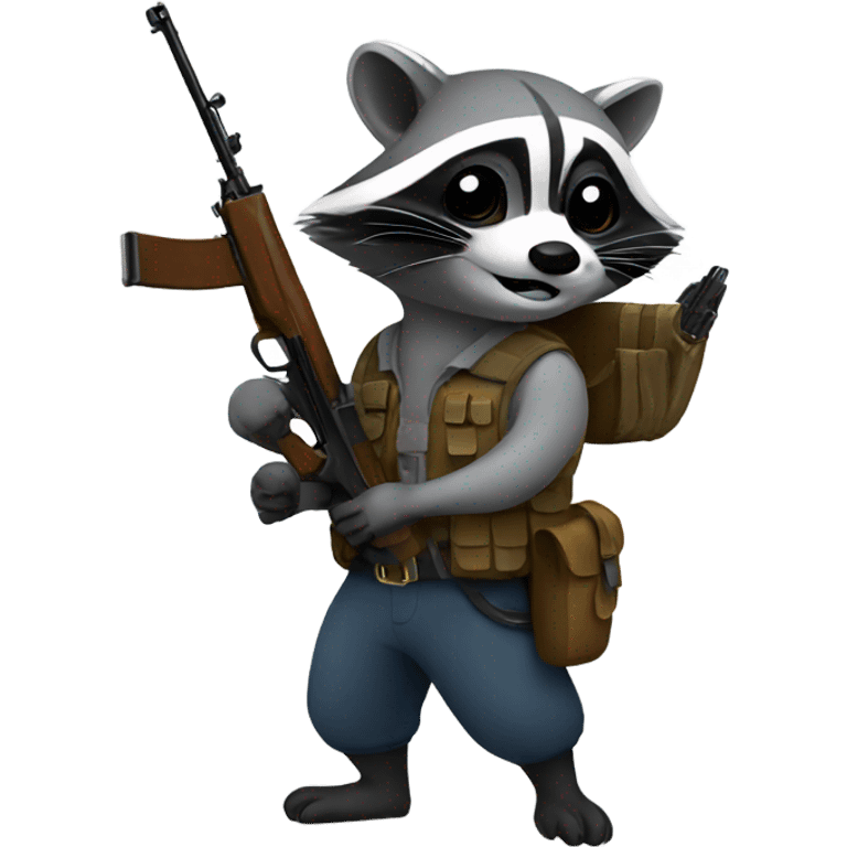 Raccoon with rifle emoji