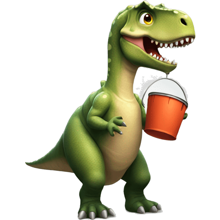 dinosaur with a bucket  emoji