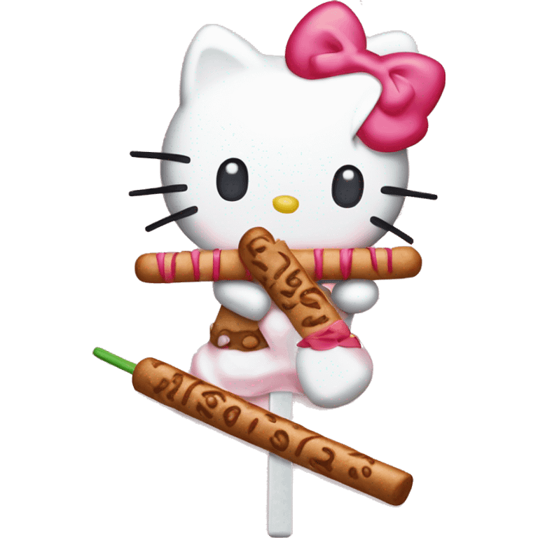 hello kitty with pepero emoji