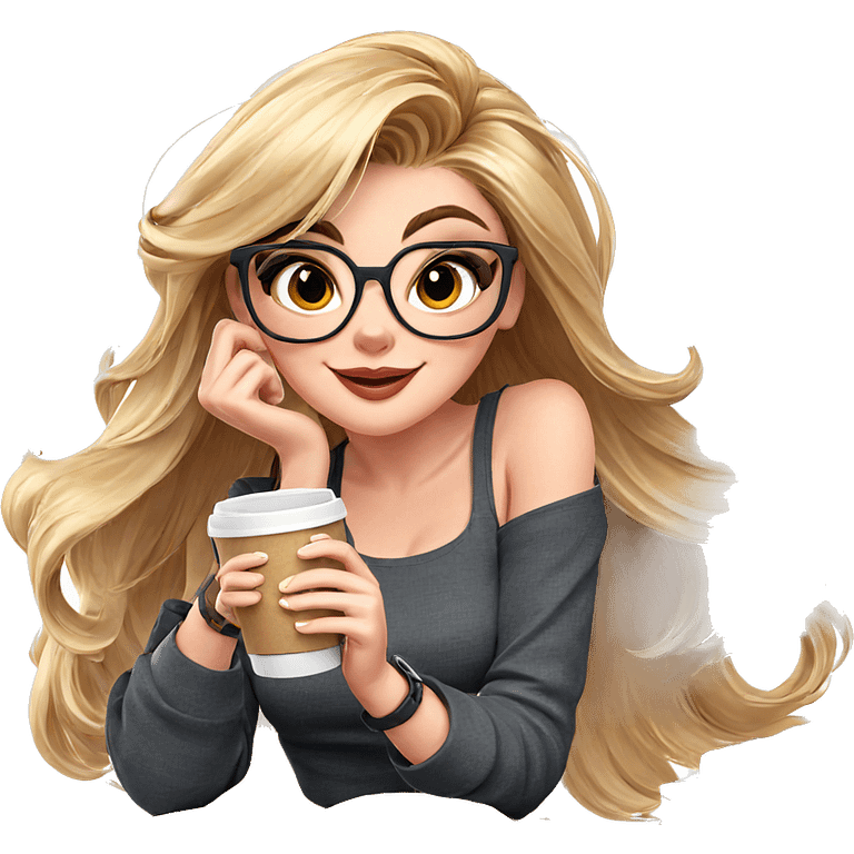 smiling girl with coffee cup emoji