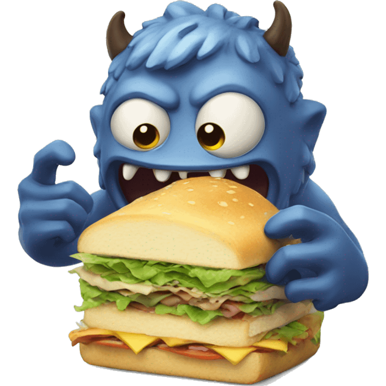 Monster eating sandwich emoji