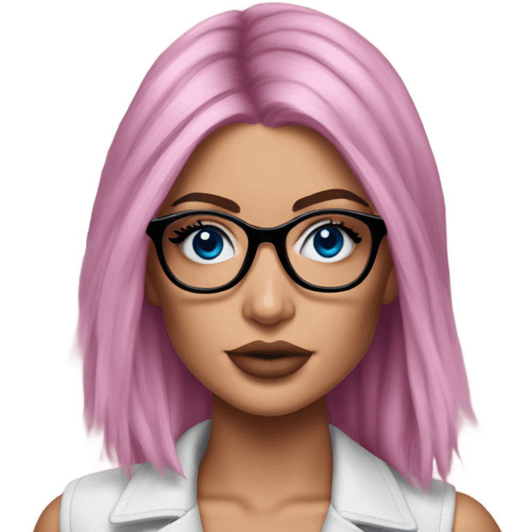 Hyper Realistic kylie jenner pink hair blue eyes and glasses  emoji