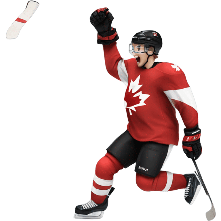 Team Canada world juniors hockey player celebrating after scoring a goal emoji