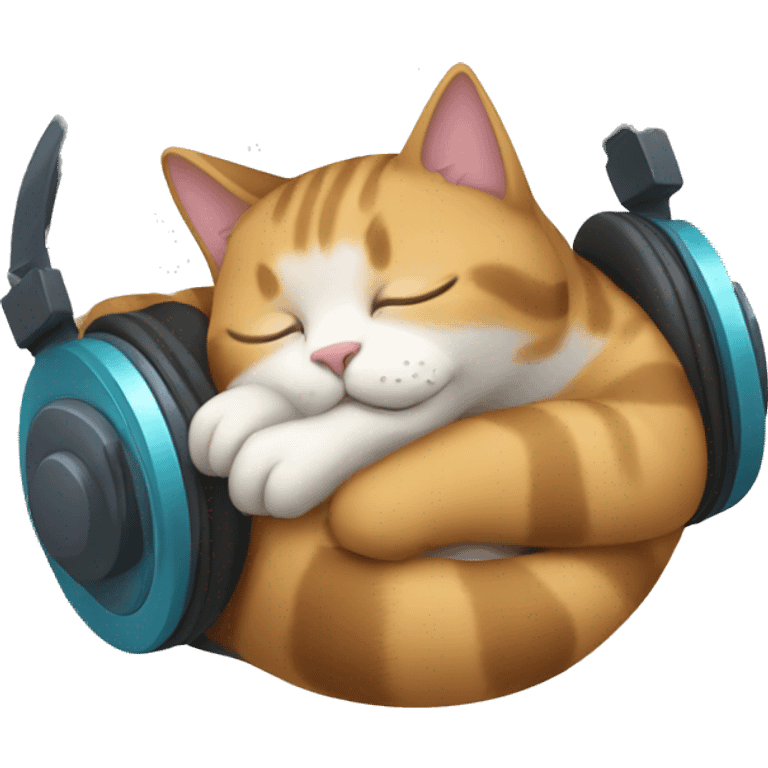 Cat sleeping with music emoji