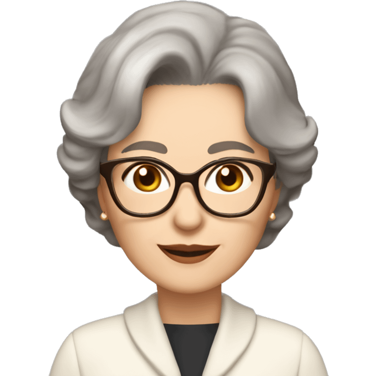 70 years old girl
Short brown hair with bob styling
light skin small
glasses with refined frame
Brown eyes with cat eye liner emoji