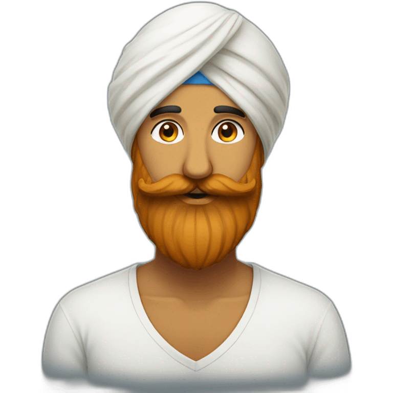 sikh man wearing turban, hipster style beard and moustache emoji