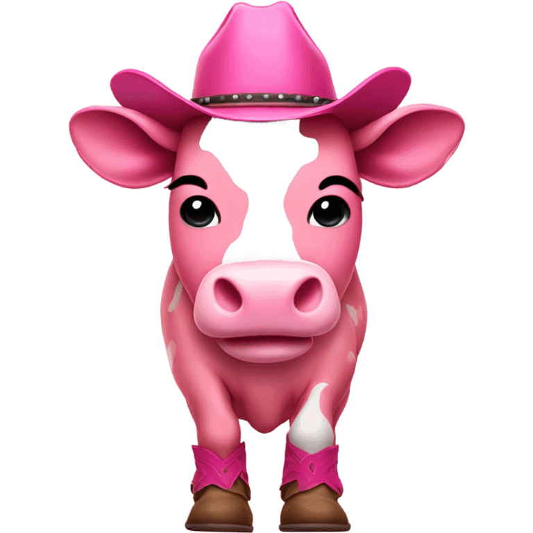 Pink Cow wearing cowboy boots emoji