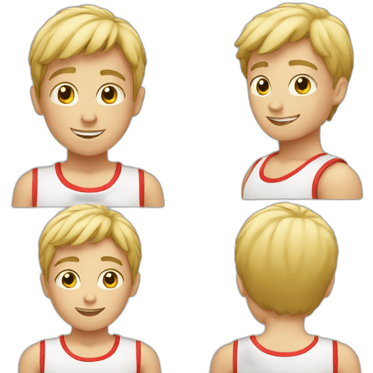 blonde boy in white and red tank top  emoji