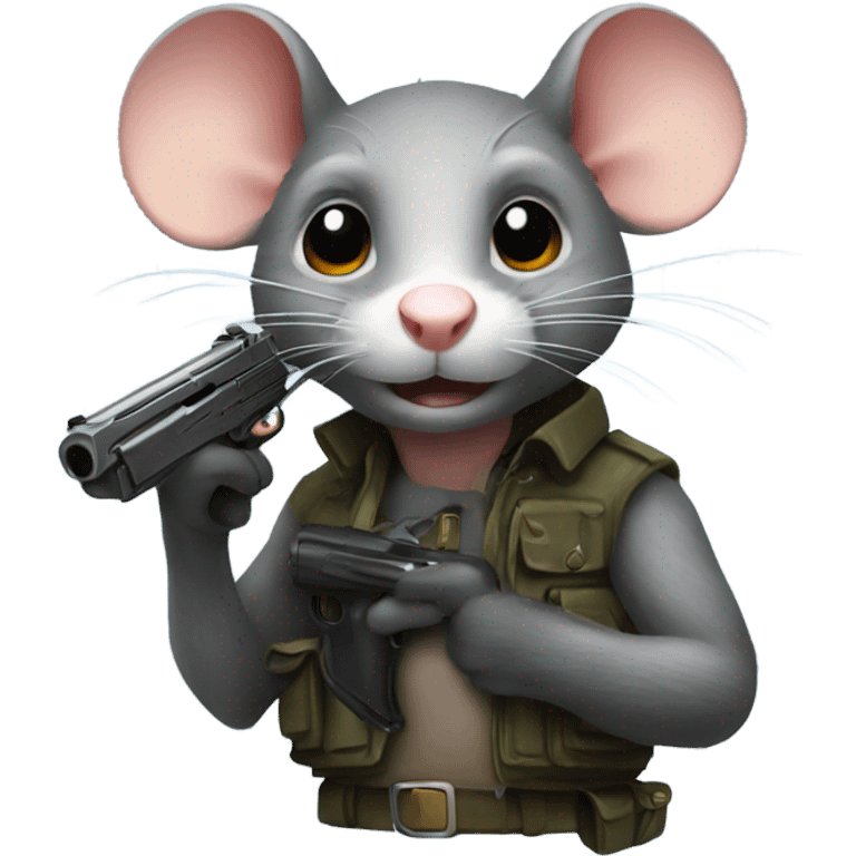 Rat with gun emoji