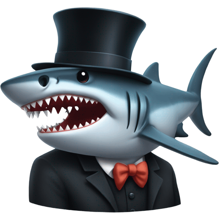 Shark with a top hat emoji