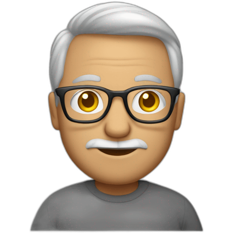 Aged 48 Guy carrying semi-rimless glasses coding on the macbook emoji