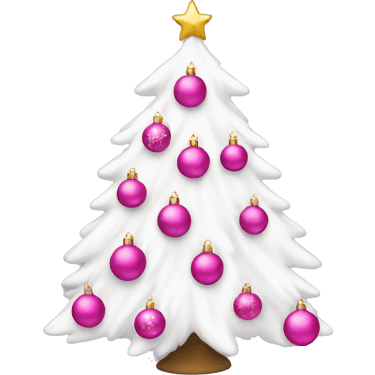 a white christmas tree with pink ornaments  emoji