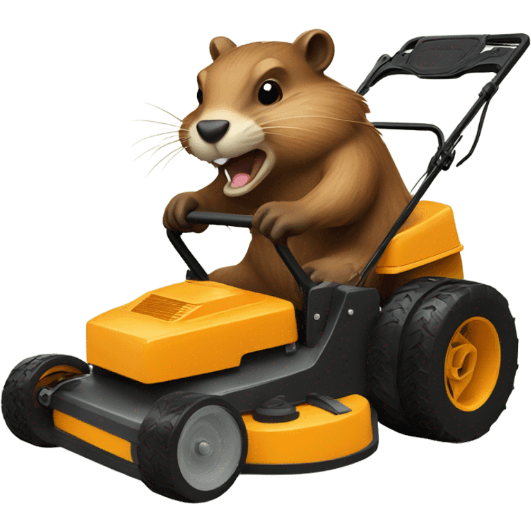 Beaver pushing a manual lawnmower  emoji