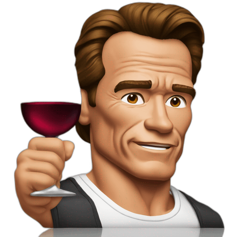 Arnold Schwarzenegger with wine emoji