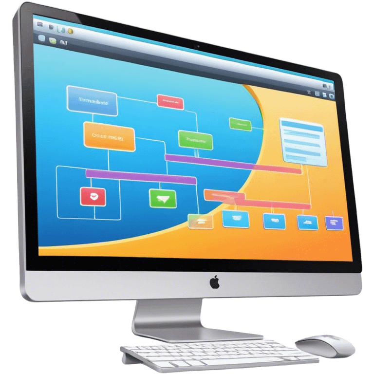 Create an emoji for animation and motion design. Show a computer monitor displaying moving cartoon creation process, with a timeline, keyframes, and motion effects. Use modern, vibrant colors. No emojis or smiley faces. Transparent background. emoji