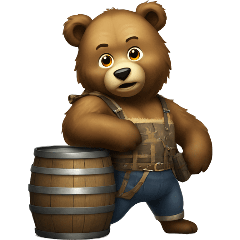 Russian bear holding a barrel of oilrussian bear emoji