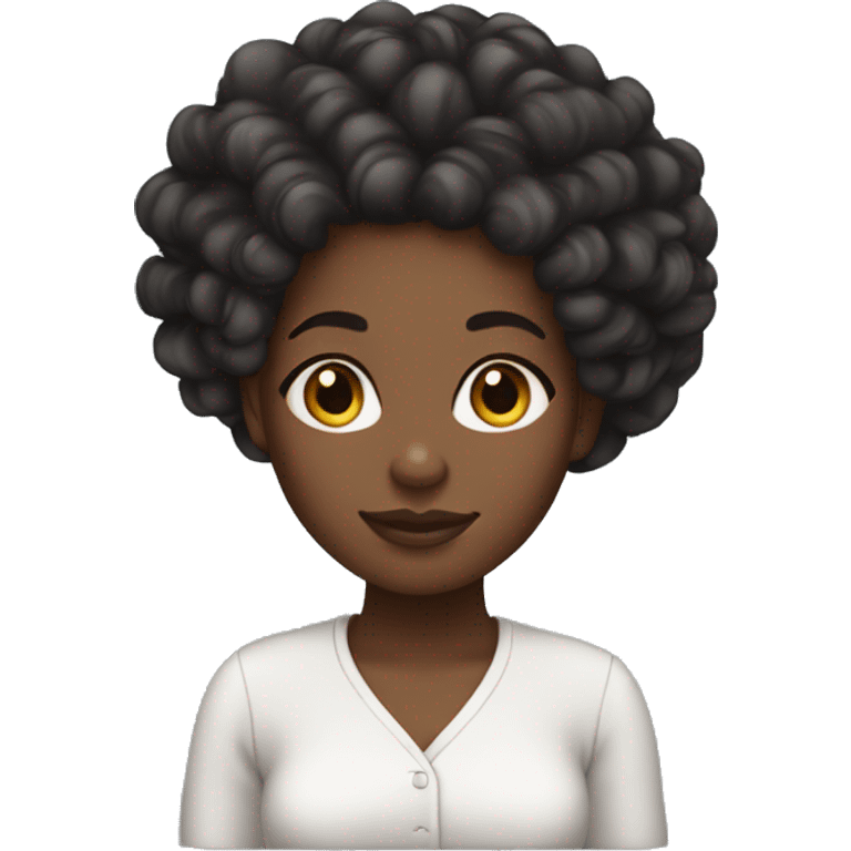 Black girl, curly bun hair emoji