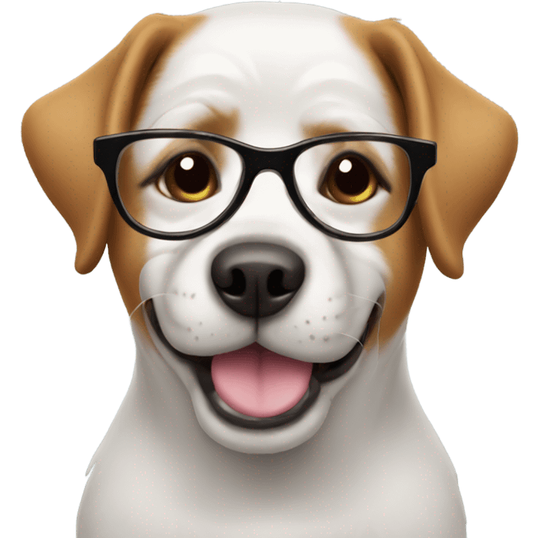 dog with glasses and ha emoji