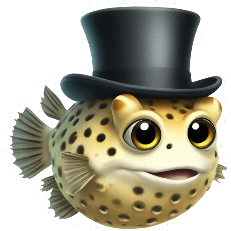 puffer fish with top hat emoji