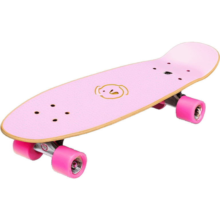 The underneath of a single light pink 27” penny skateboard in colour cactus wanderlust emoji