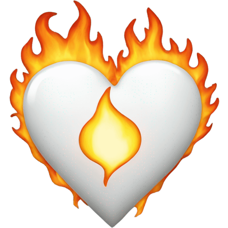 Heart and fire white emoji