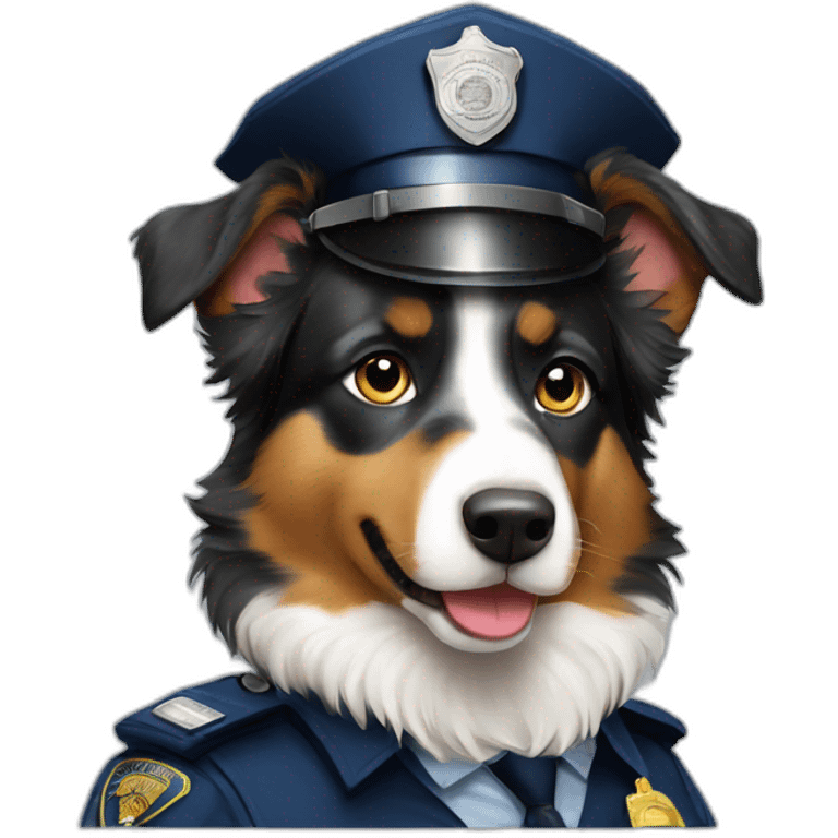 Australian Shepherd in Police Uniform portrait emoji