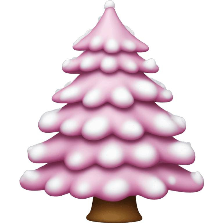 realistic pink christmas tree with snow emoji