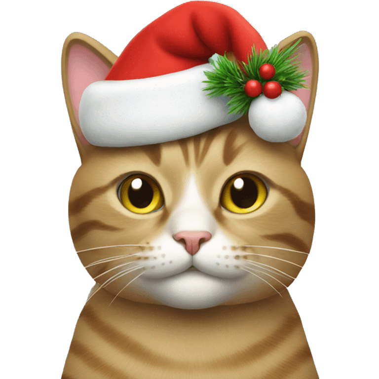 cat with christmas tree wearing christmas hat  emoji