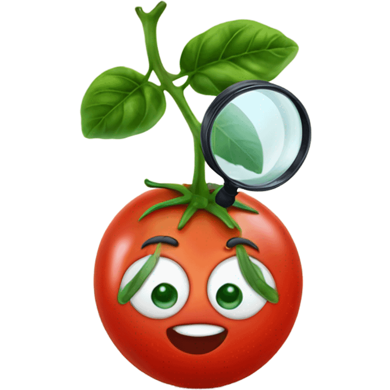 happy tomato with magnifying glass in hand emoji