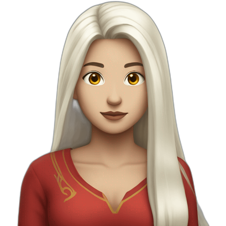 rpg-girl-with-long-straight-white-hair and red blouse emoji