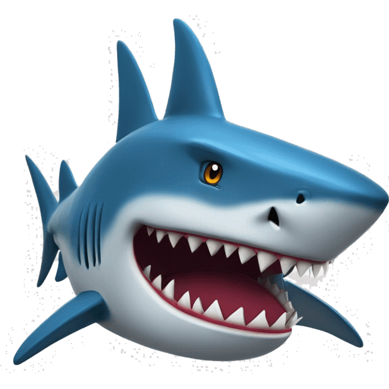 A blue colour Shark with a queen crown looking furious  emoji