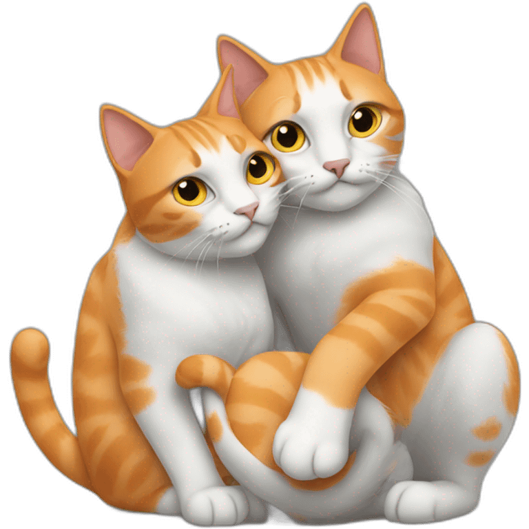 Orange and grey cats entangled emoji