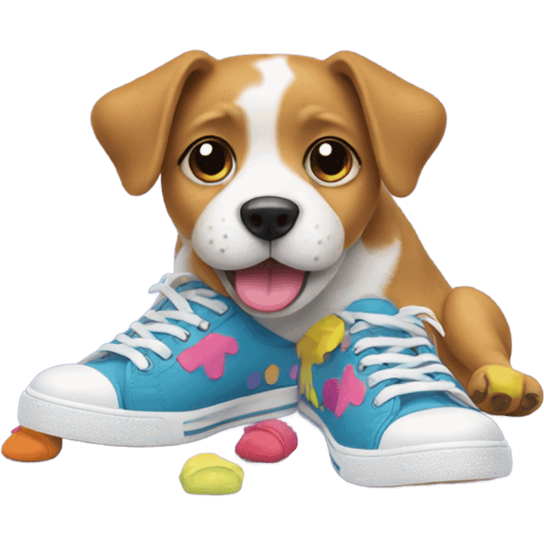 Dog wearing shoes emoji