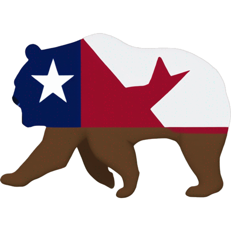 texas flag with the california bear walking on the red and in the white part emoji