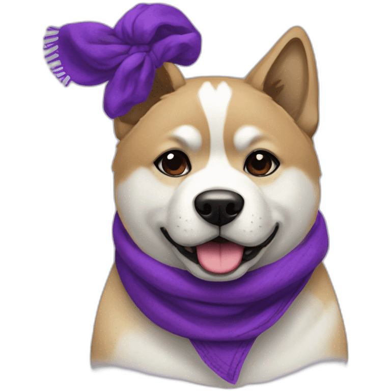 american akita with a purple scarf emoji