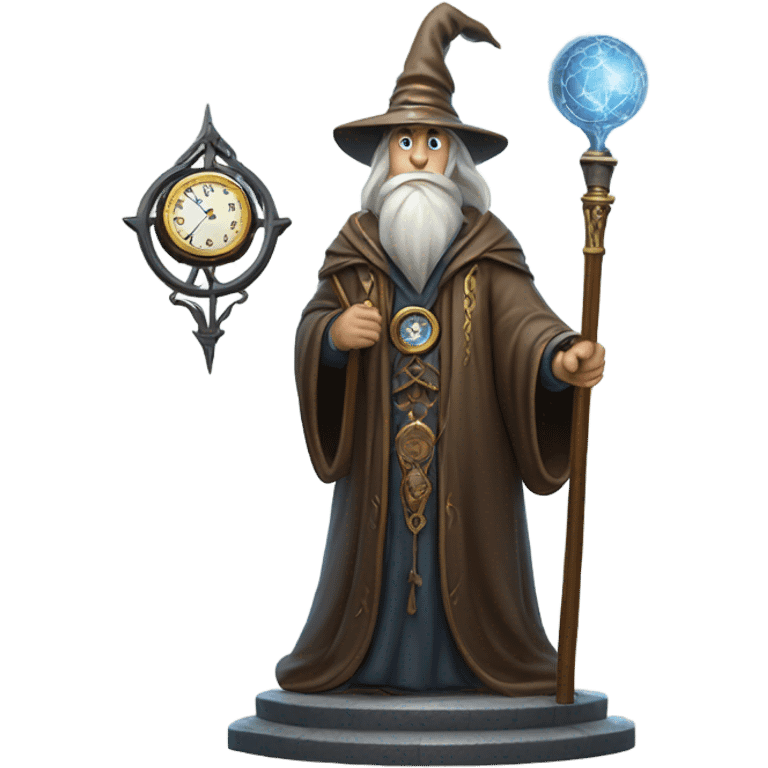 wizard above on a large clock emoji