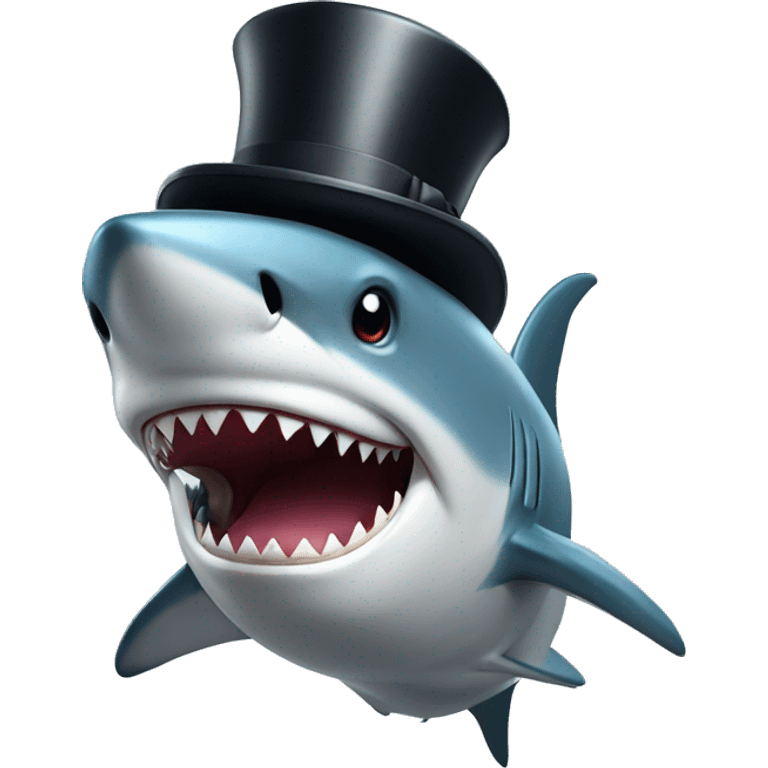 Shark with a top hat emoji