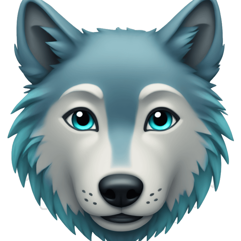 Wolf with Dark Blue fur and Aqua highlights emoji