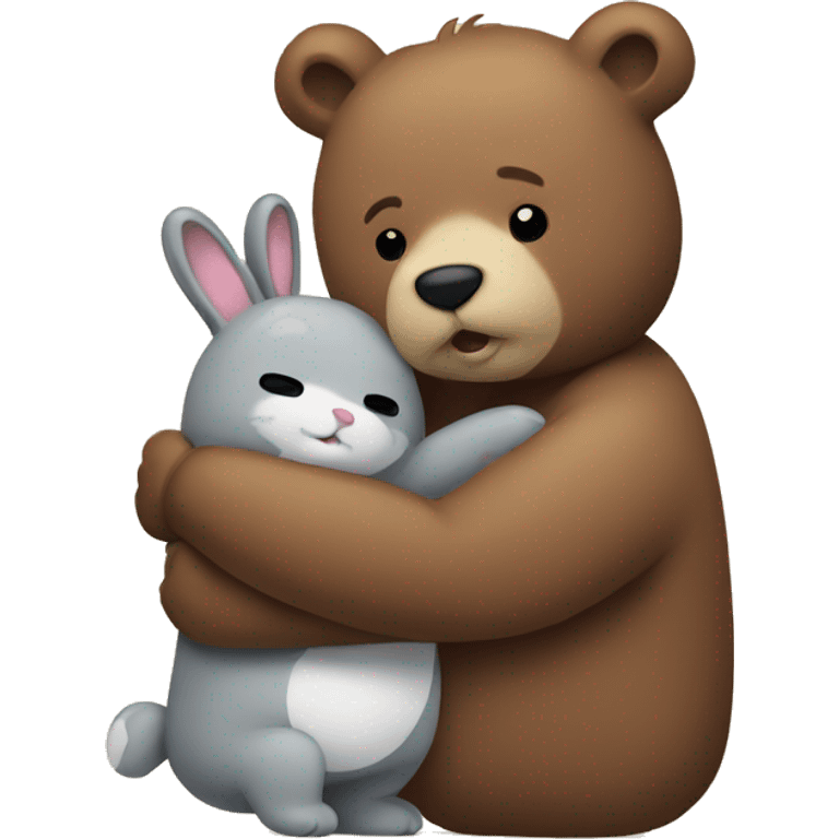 bear and bunny hugging emoji