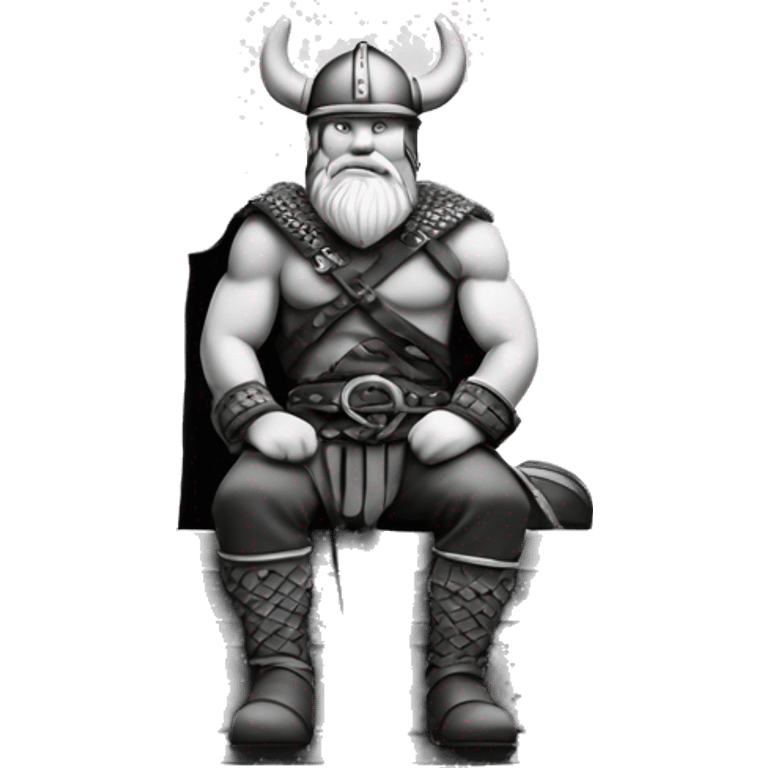 Viking sitting on ledge Black and whi emoji