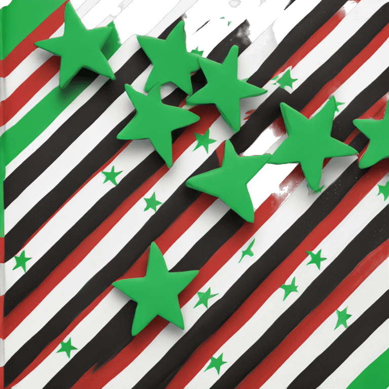 Syria  flag green stripes above white stripes in the middle with three red stars and the black stripes emoji