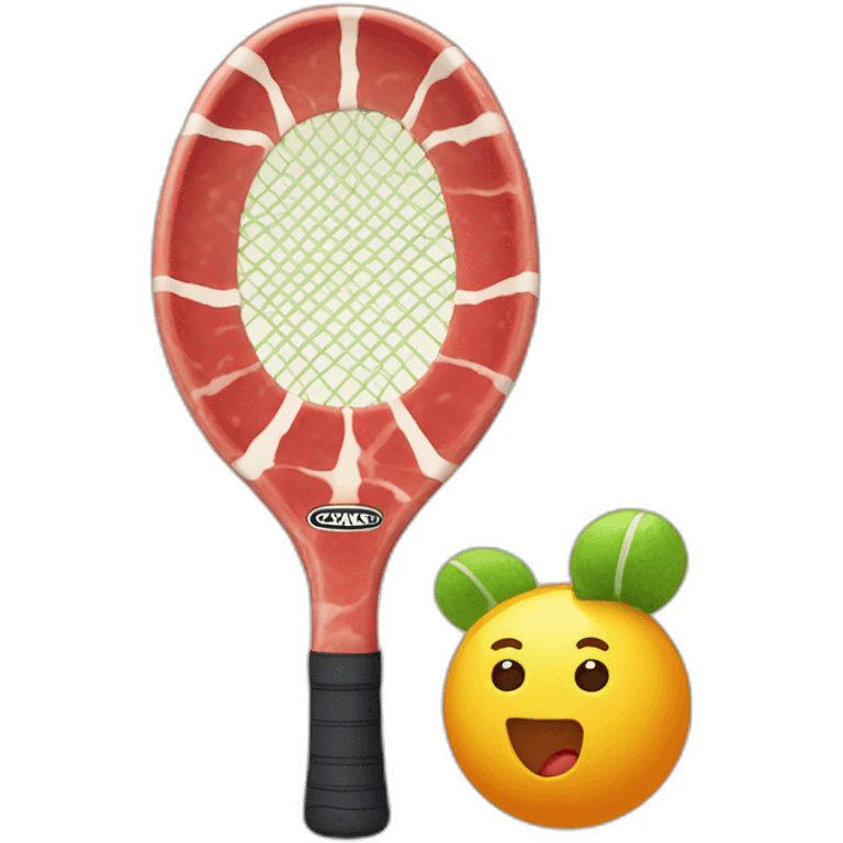 Kawaii jamon with tennis racket emoji