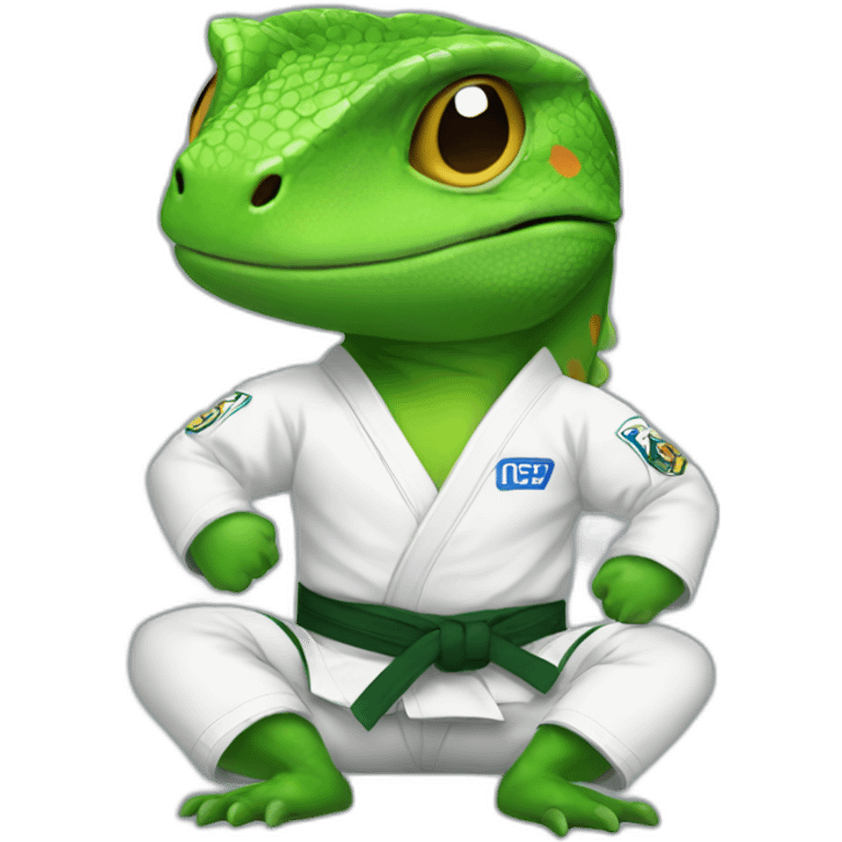 lizard wearing jiujitsu uniform emoji