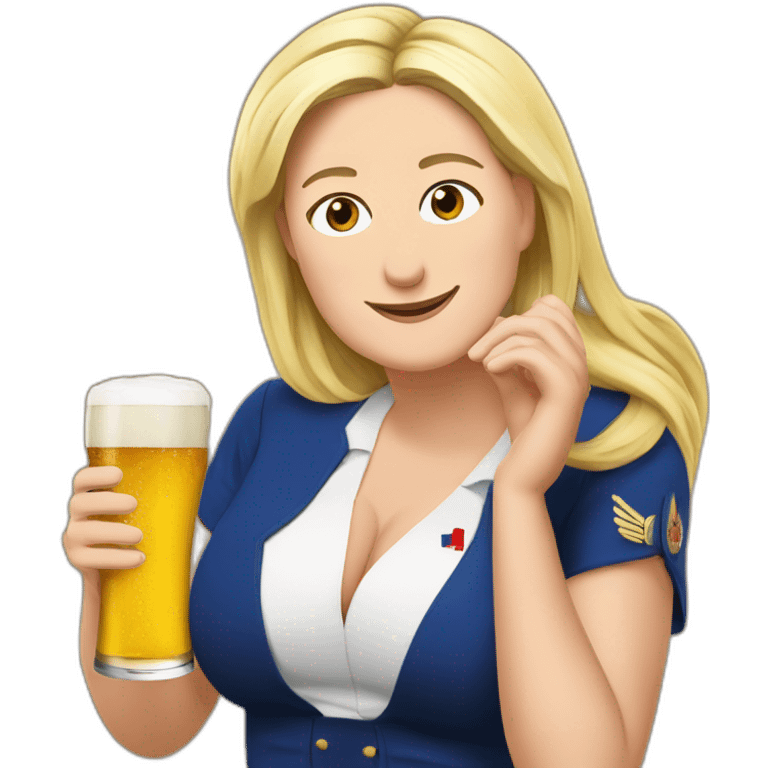 Marine le pen avec une bière emoji