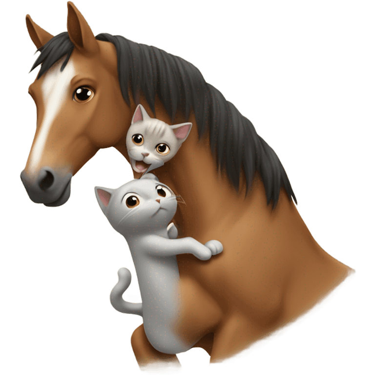 Cat wrangling a horse emoji