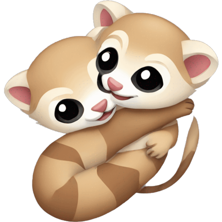 two ferrets hugging emoji