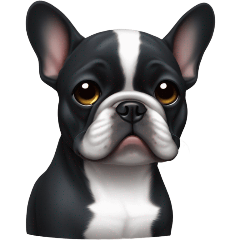 Black french bulldog  with white stripe on head crying emoji